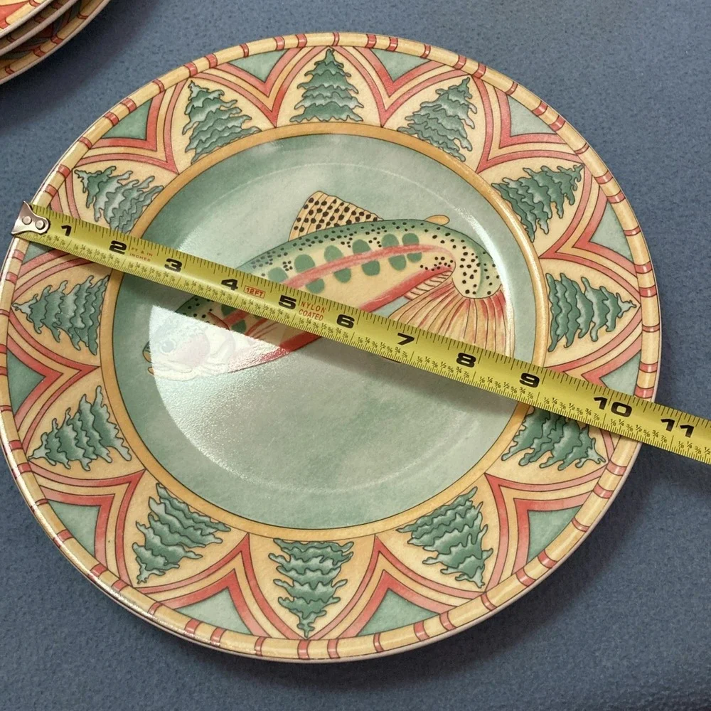 Splash by Siddhia Hutchinson for Essex Multicolor Trout Dinner Plates - Set of 4